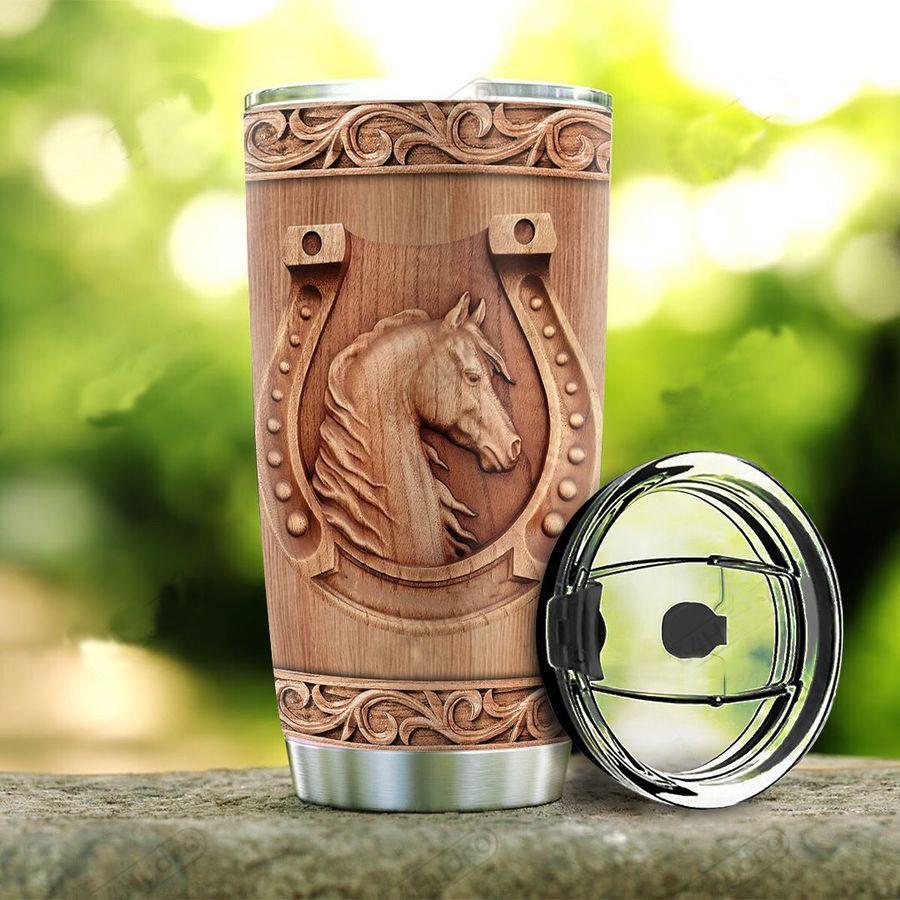 Personalized Horse Wood Style Stainless Steel Tumbler