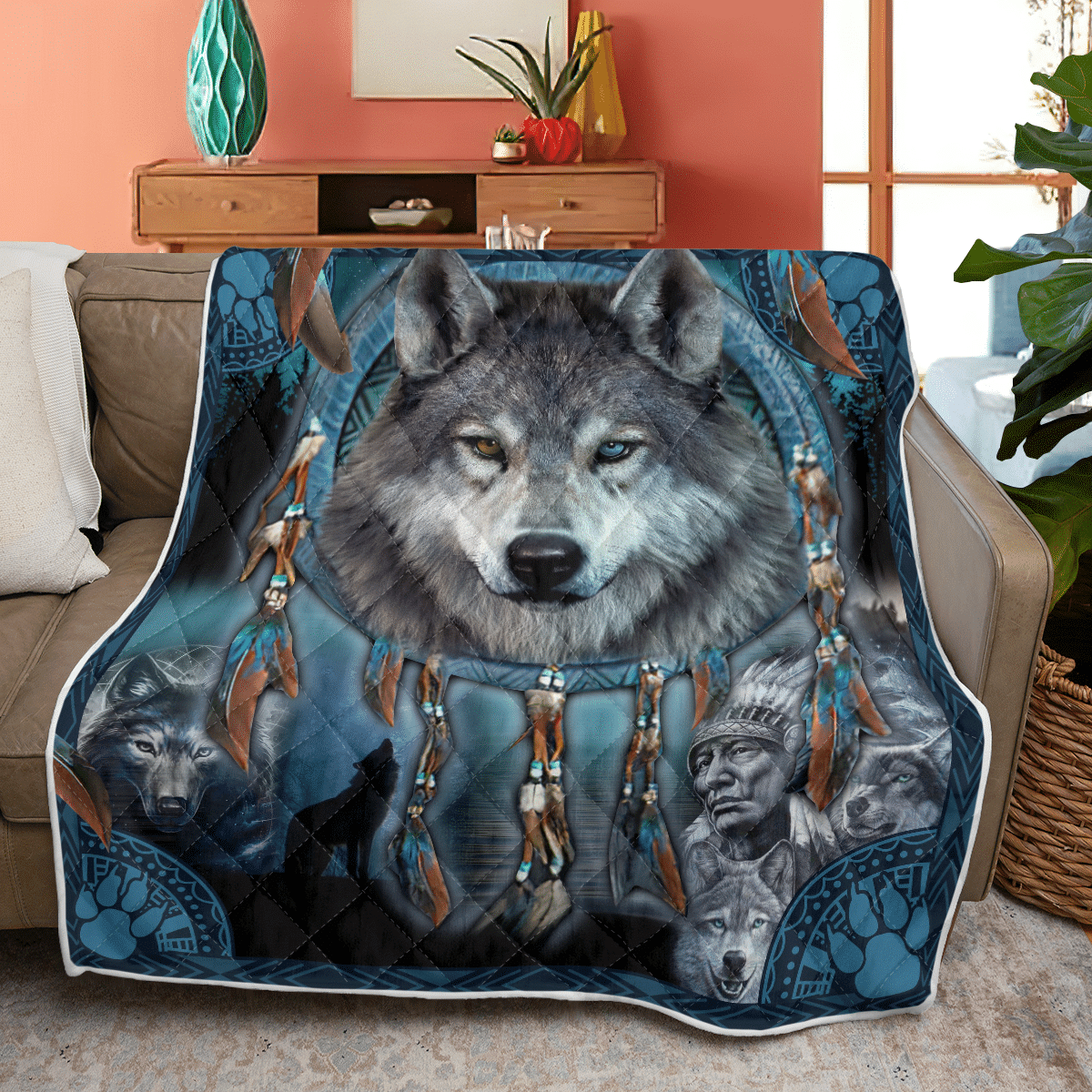 Native American 3D All Over Printed Blanket