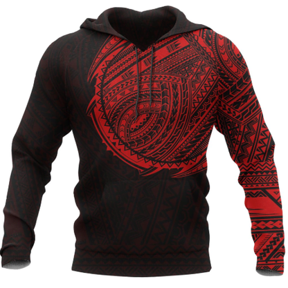 Maori Style Tattoo Pullover Hoodie - Red HC0807-Apparel-Huyencass-Hoodie-S-Vibe Cosy™