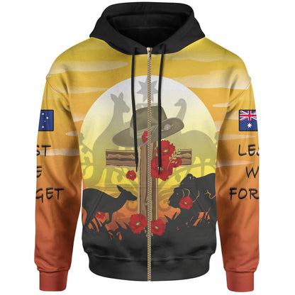 Australia Hoodie - Anzac Day Hoodie Dawn Service NNKANZ2-Apparel-PL8386-Zipped Hoodie-S-Vibe Cosy™