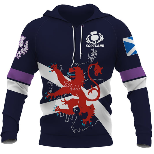 Scotland Lion Rampant with Thistle Hoodie NNK 1507-Apparel-PL8386-Hoodie-S-Vibe Cosy™