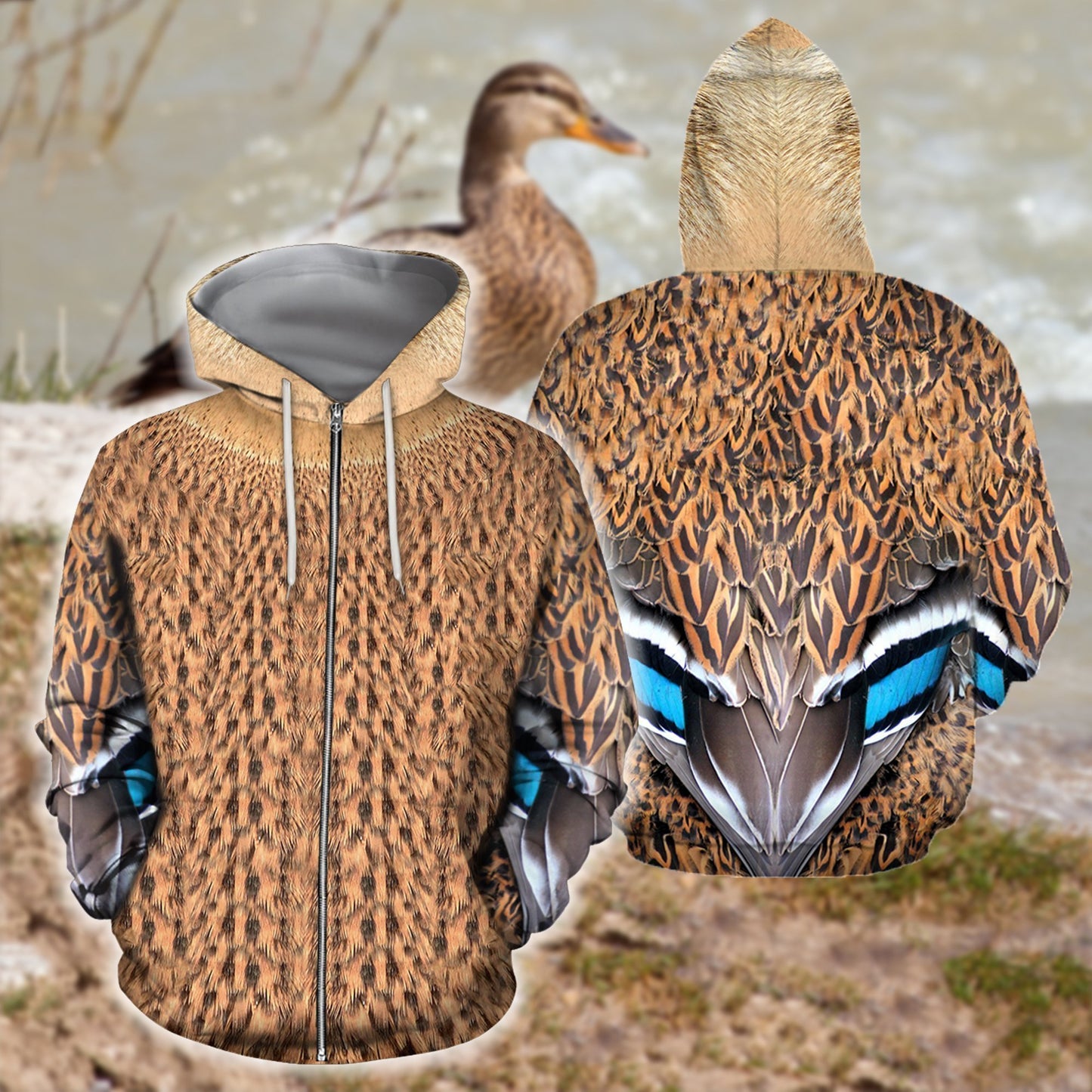 Female Mallard Duck Cover 3D All Over Printed Shirts-Apparel-HP Arts-ZIPPED HOODIE-S-Vibe Cosy™