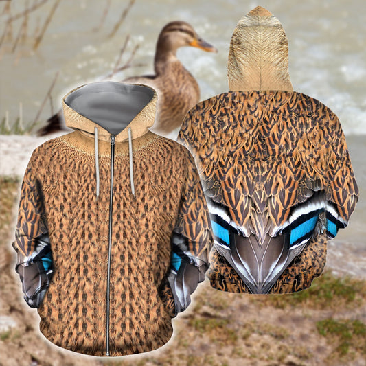 Female Mallard Duck Cover 3D All Over Printed Shirts-Apparel-HP Arts-ZIPPED HOODIE-S-Vibe Cosy™