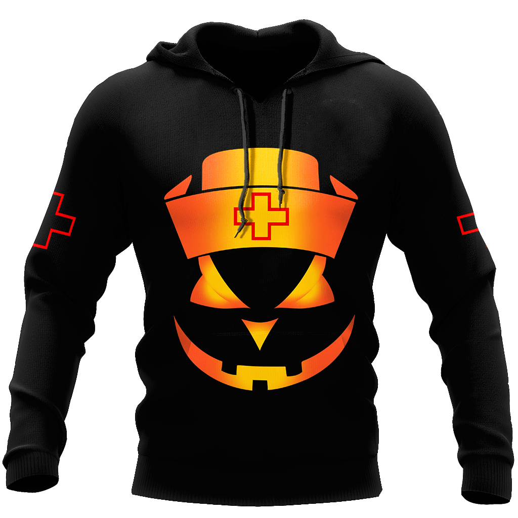 Nurse's Halloween Over Printed Hoodie