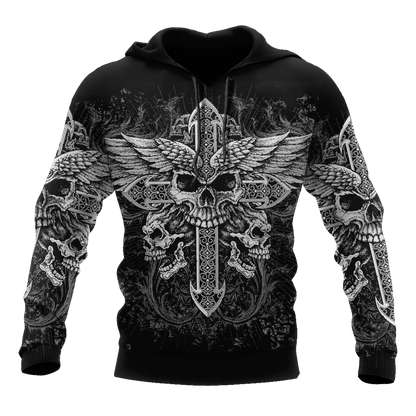 Cross Skull Tattoo Hoodie 3D All Over Printed Shirts AM092040-LAM
