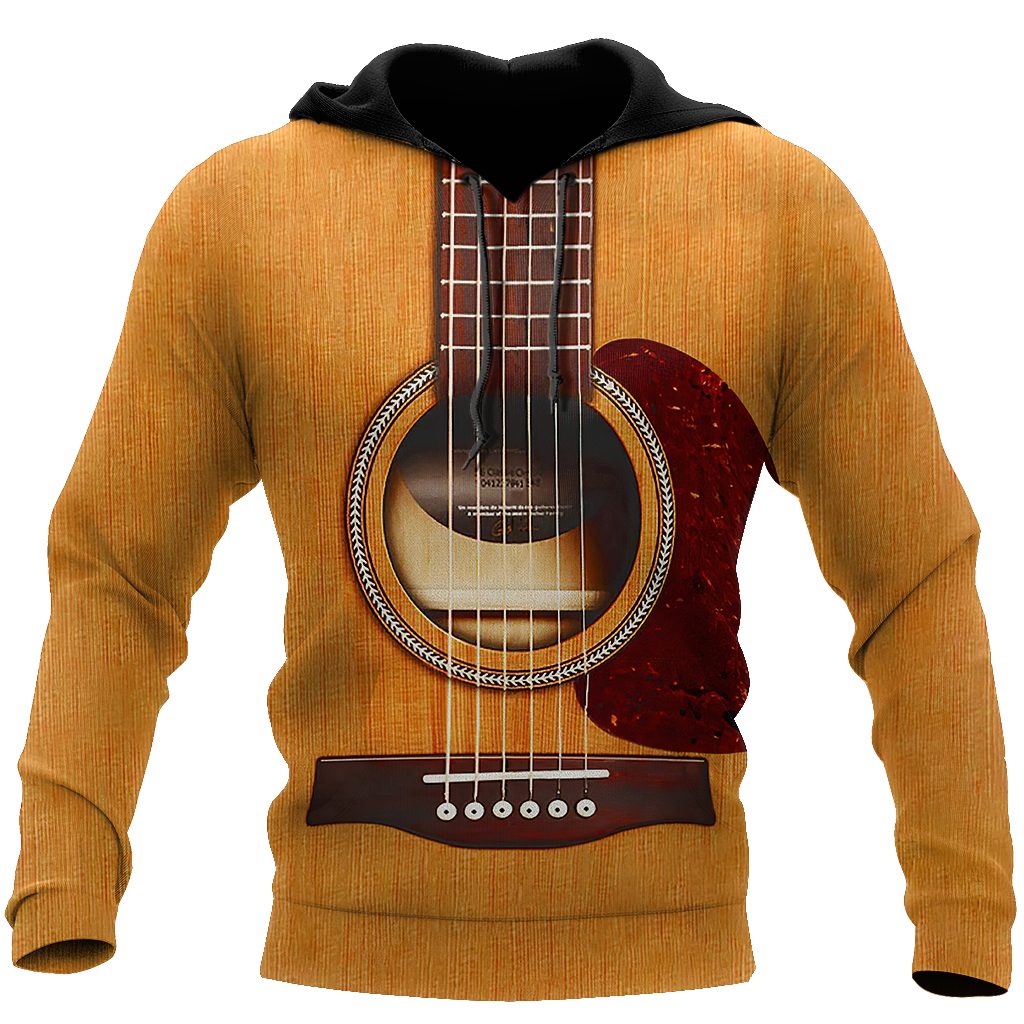 Wooden Guitar 3D All Over Printes-Apparel-HP Arts-Hoodie-S-Vibe Cosy™