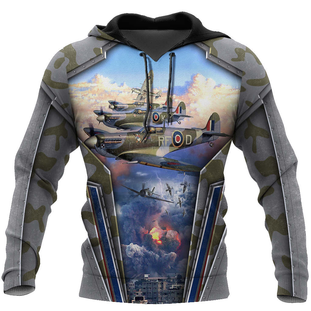 Air Force Aircraft Supermarine Spitfire 3D All Over Printed Shirts for Men and Women AM160102-Apparel-TT-Hoodie-S-Vibe Cosy™