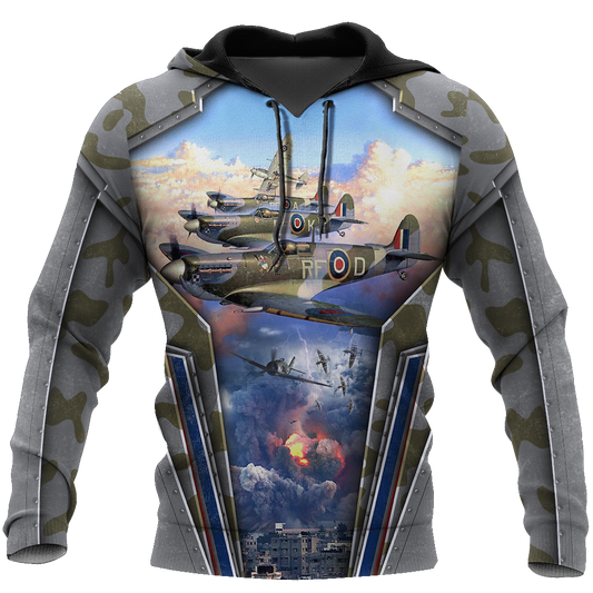 Air Force Aircraft Supermarine Spitfire 3D All Over Printed Shirts for Men and Women AM160102-Apparel-TT-Hoodie-S-Vibe Cosy™