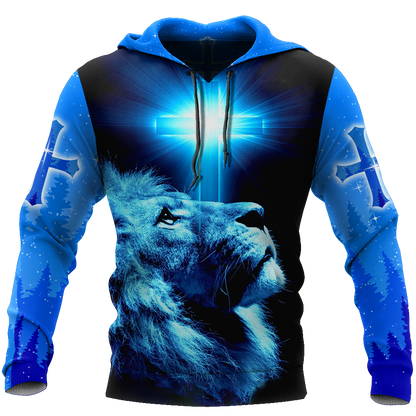 Way Maker Miracle Worker Promise Keeper Light In The Darkness Blue Lion All Over Printed Shirt - Amaze Style™-Apparel