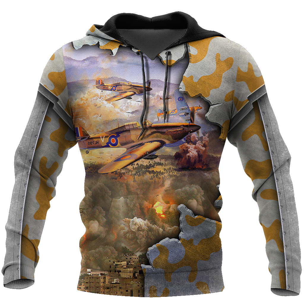 Air Force Aircraft Supermarine Spitfire 3D All Over Printed Shirts for Men and Women AM160103-Apparel-TT-Hoodie-S-Vibe Cosy™