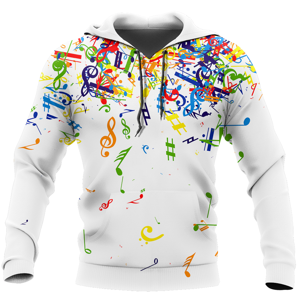 Colorful Music Notes White Version 3D All Over Printes-Apparel-HP Arts-Hoodie-S-Vibe Cosy™