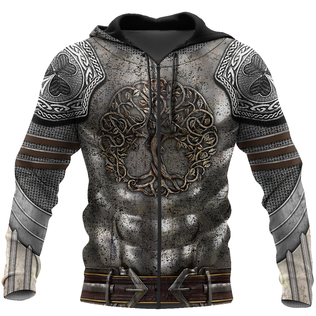 Irish Armor Warrior Knight Chainmail 3D All Over Printed Shirts For Men and Women AM260202-Apparel-TT-Zipped Hoodie-S-Vibe Cosy™