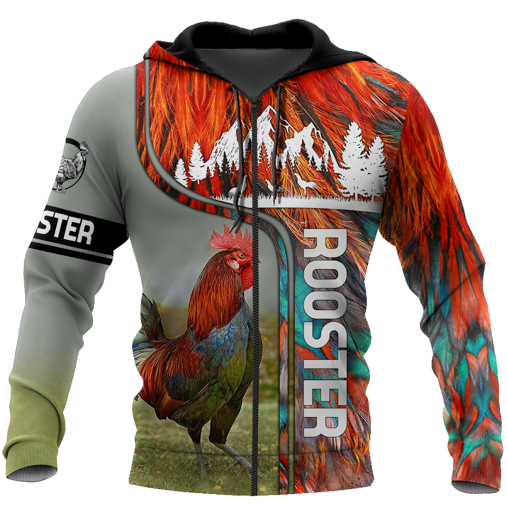 Rooster 3D All Over Printed Shirts for Men and Women AM030103-Apparel-TT-Zipped Hoodie-S-Vibe Cosy™