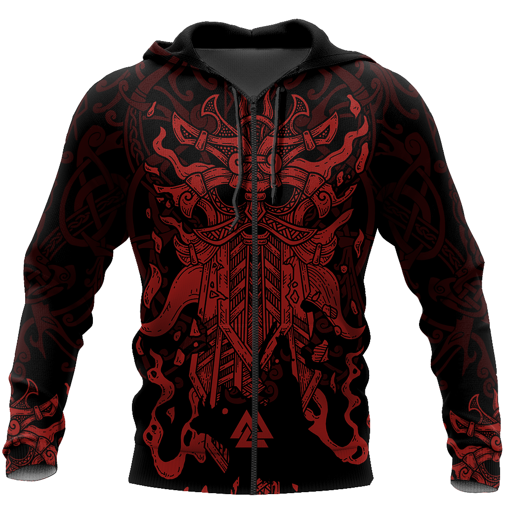 Viking Odin Style 2-Apparel-HP Arts-Zipped Hoodie-S-Vibe Cosy™