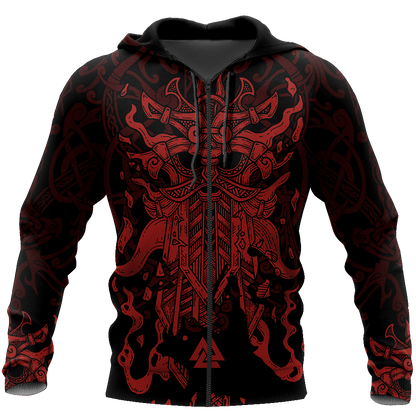 Viking Odin Style 2-Apparel-HP Arts-Zipped Hoodie-S-Vibe Cosy™