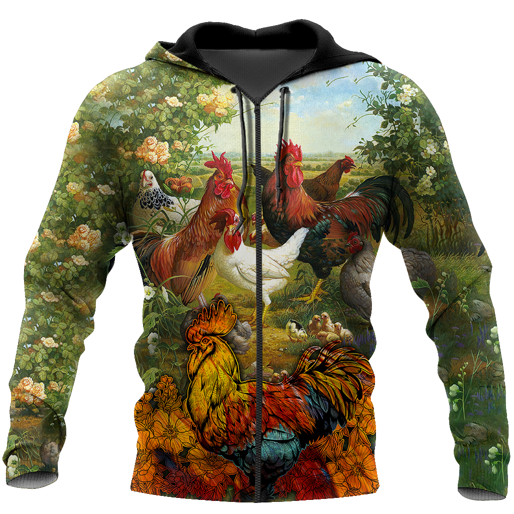 Rooster 3D All Over Printed Shirts for Men and Women AM030105-Apparel-TT-Zipped Hoodie-S-Vibe Cosy™