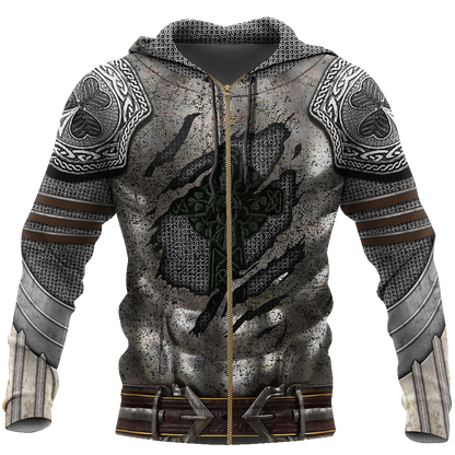 Irish Armor Knight Warrior Chainmail 3D All Over Printed Shirts For Men and Women AM050302-Apparel-TT-Zipped Hoodie-S-Vibe Cosy™