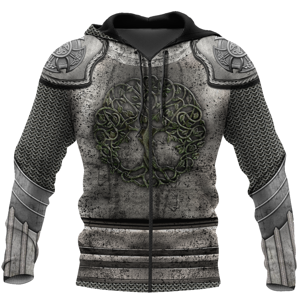 Irish Armor Knight Warrior Chainmail 3D All Over Printed Shirts For Men and Women AM280202-Apparel-TT-Zipped Hoodie-S-Vibe Cosy™