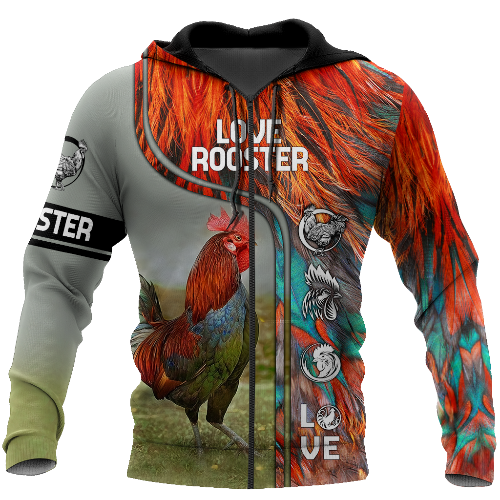 Rooster 3D All Over Printed Shirts for Men and Women AM030101-Apparel-TT-Zipped Hoodie-S-Vibe Cosy™