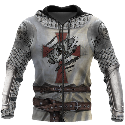 3D All Over Printed Knight Templar Version 3.0-Apparel-HP Arts-ZIPPED HOODIE-S-Vibe Cosy™