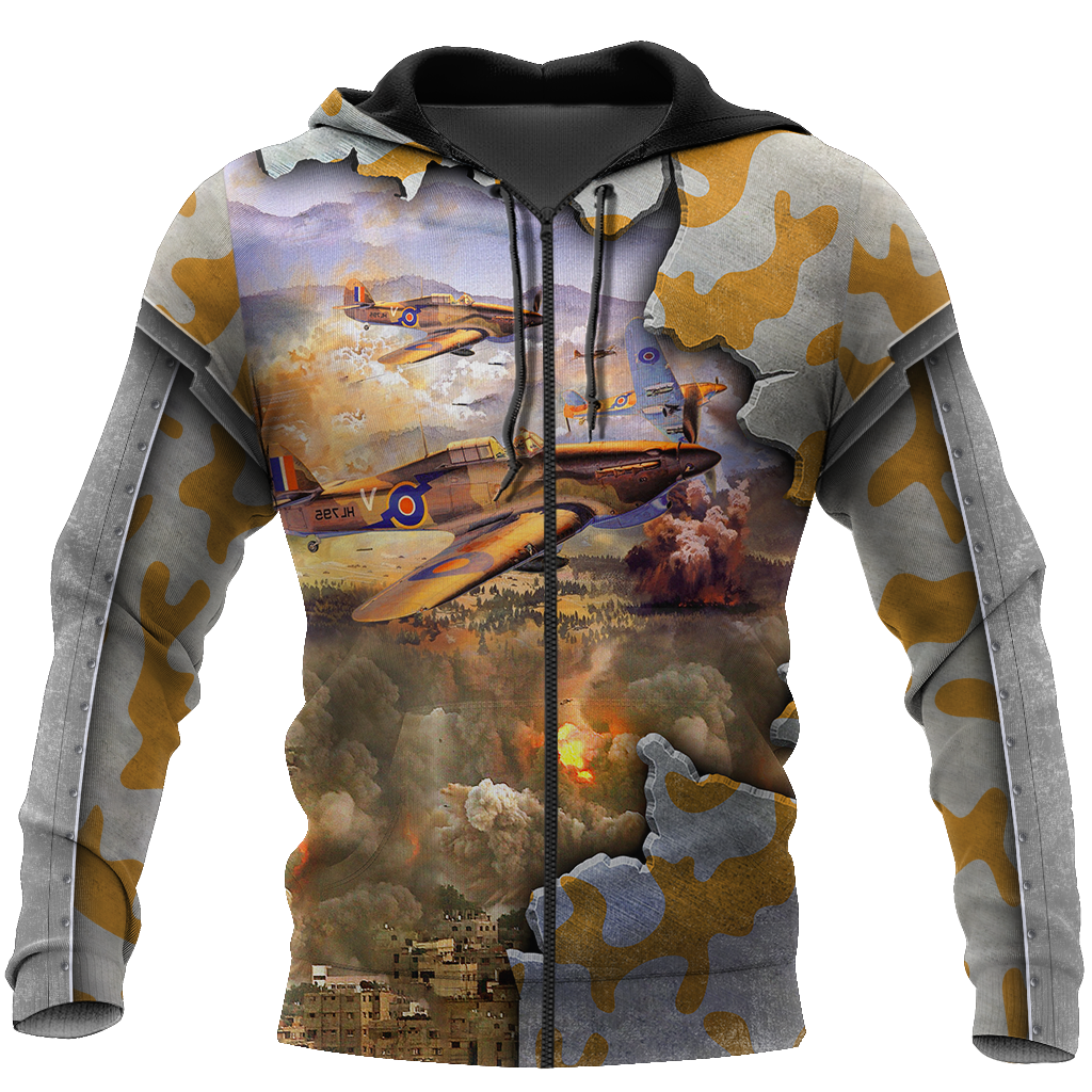 Air Force Aircraft Supermarine Spitfire 3D All Over Printed Shirts for Men and Women AM160103-Apparel-TT-Zipped Hoodie-S-Vibe Cosy™