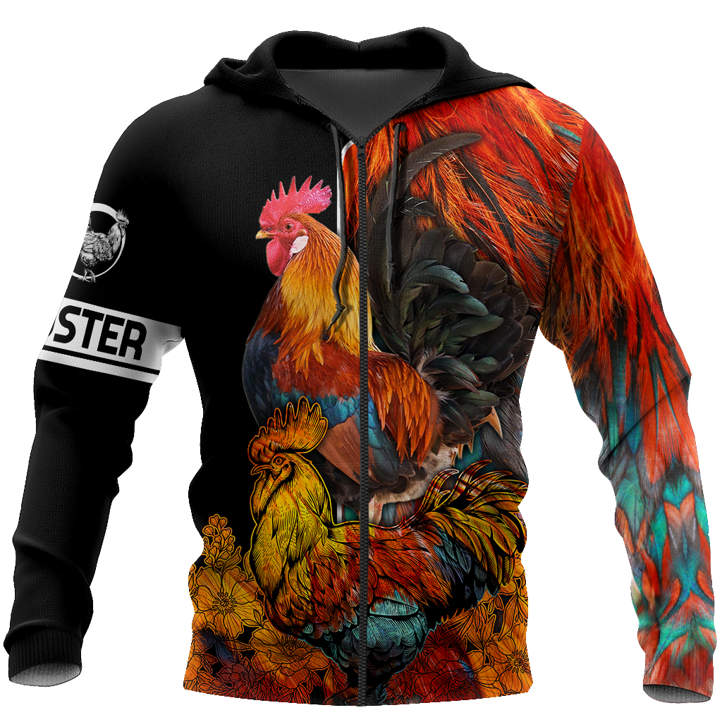 Rooster 3D All Over Printed Shirts for Men and Women AM030104-Apparel-TT-Zipped Hoodie-S-Vibe Cosy™