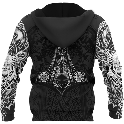 Odin Viking Tattoo Style Pullover-Apparel-HP Arts-Hoodie-S-Vibe Cosy™