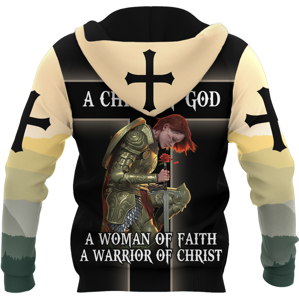 A CHILD OF GOD A WOMAN OF FAITH A WARRIOR OF CHRIST ALL OVER PRINTED SHIRTS-Apparel-HP Arts-Hoodie-S-Vibe Cosy™