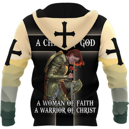 A CHILD OF GOD A WOMAN OF FAITH A WARRIOR OF CHRIST ALL OVER PRINTED SHIRTS-Apparel-HP Arts-Hoodie-S-Vibe Cosy™