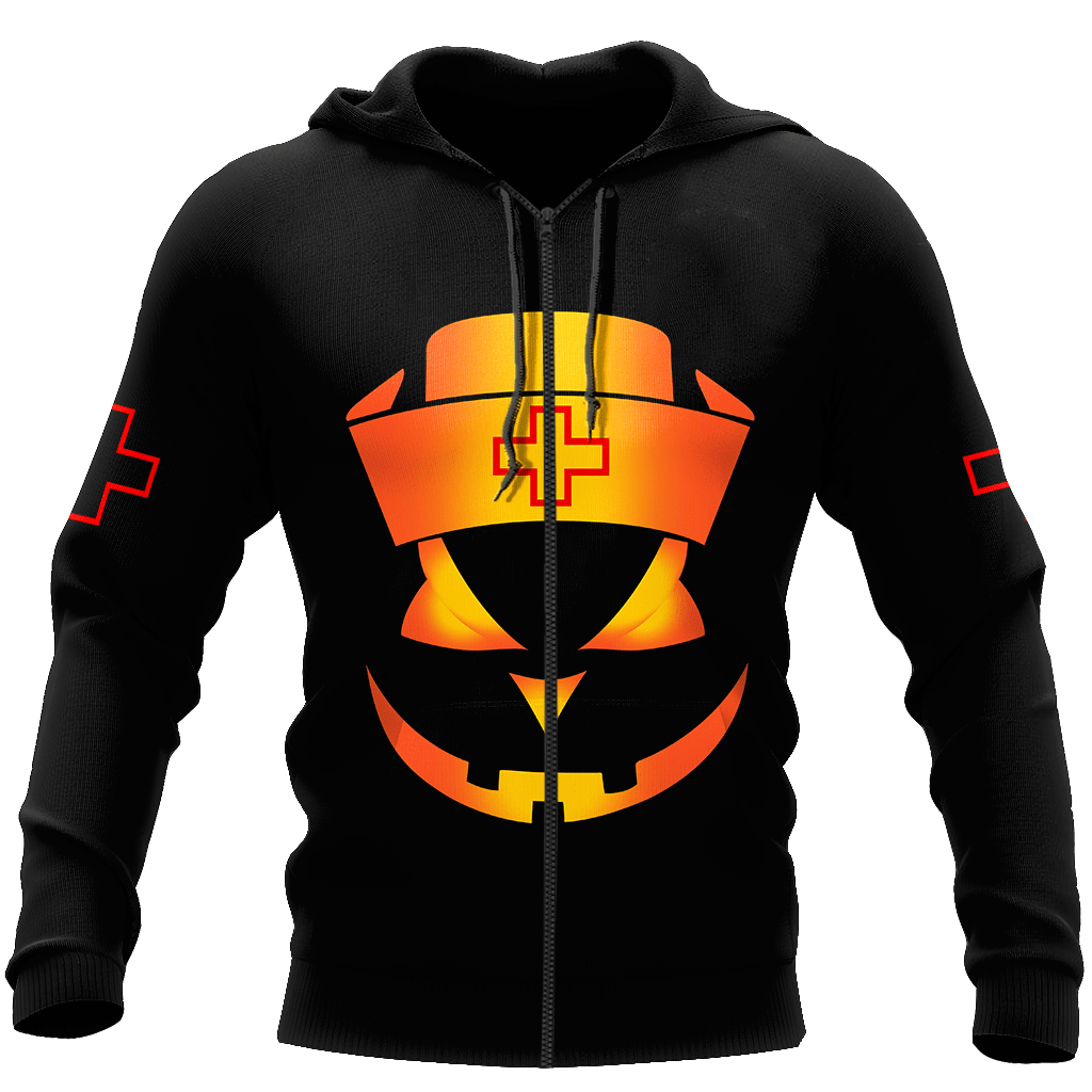Nurse's Halloween Over Printed Hoodie
