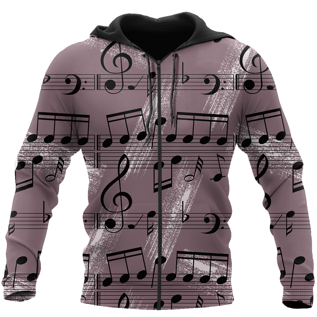 Musical Notes 3D All Over Printes-Apparel-HP Arts-Zipped Hoodie-S-Vibe Cosy™