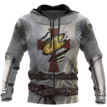 Knight Templar 3D All Over Printed Shirts For Men and Women-Apparel-HP Arts-ZIPPED HOODIE-S-Vibe Cosy™