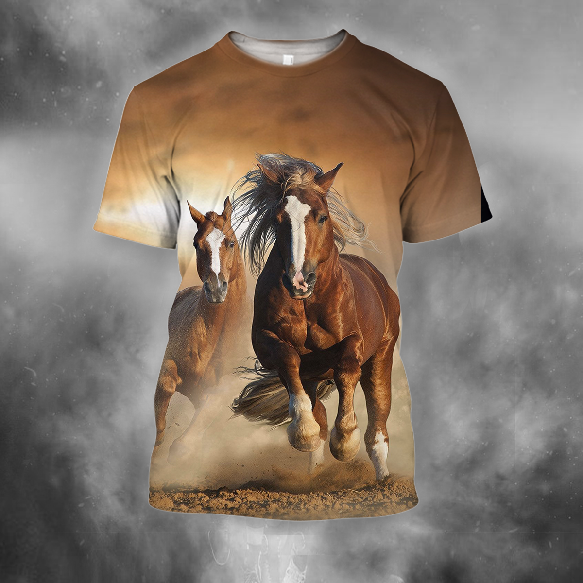 3D All Over Print Horses Running Together-Apparel-Phaethon-T-Shirt-S-Vibe Cosy™