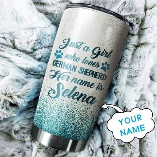 Custom Name – Girl Who Loves German Shepherd 3D Tumbler Cup