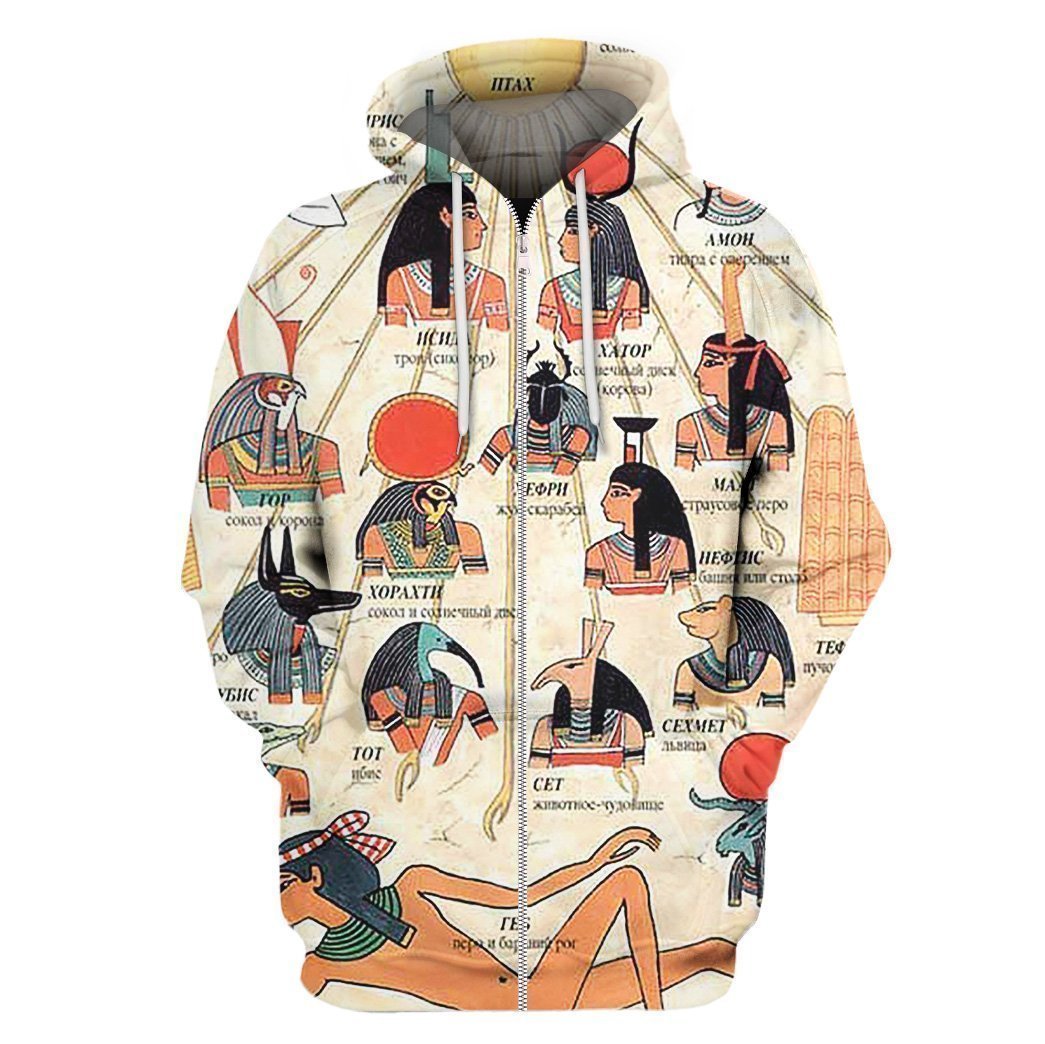 All Over Printed The Main Gods of Ancient Egypt-Apparel-HbArts-Zipped Hoodie-S-Vibe Cosy™
