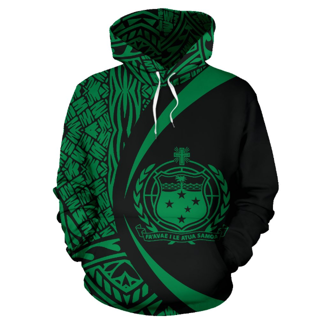 Samoa Polynesian Hoodie - Circle Style Green Color-ALL OVER PRINT HOODIES (P)-Phaethon-Hoodie-S-Vibe Cosy™
