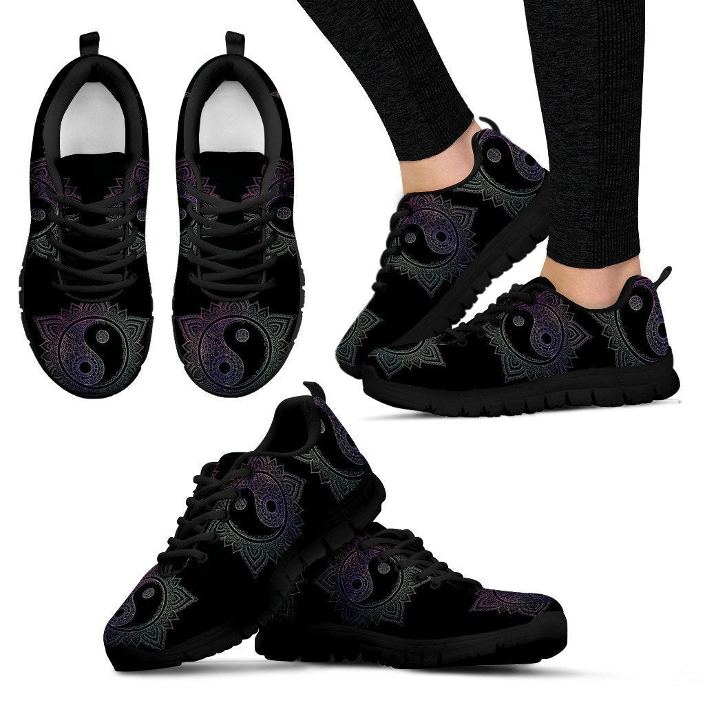 Black Ying Yang Women's Sneakers-6teenth World™-Women's Sneakers-US5 (EU35)-Vibe Cosy™