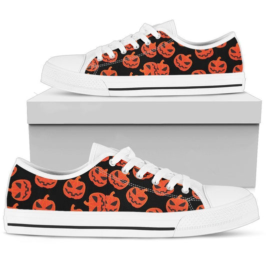 Blk & White Jack O Lantern Women's Low Top Shoe-6teenth World™-Women's Low Top Shoe-US5.5 (EU36)-Vibe Cosy™