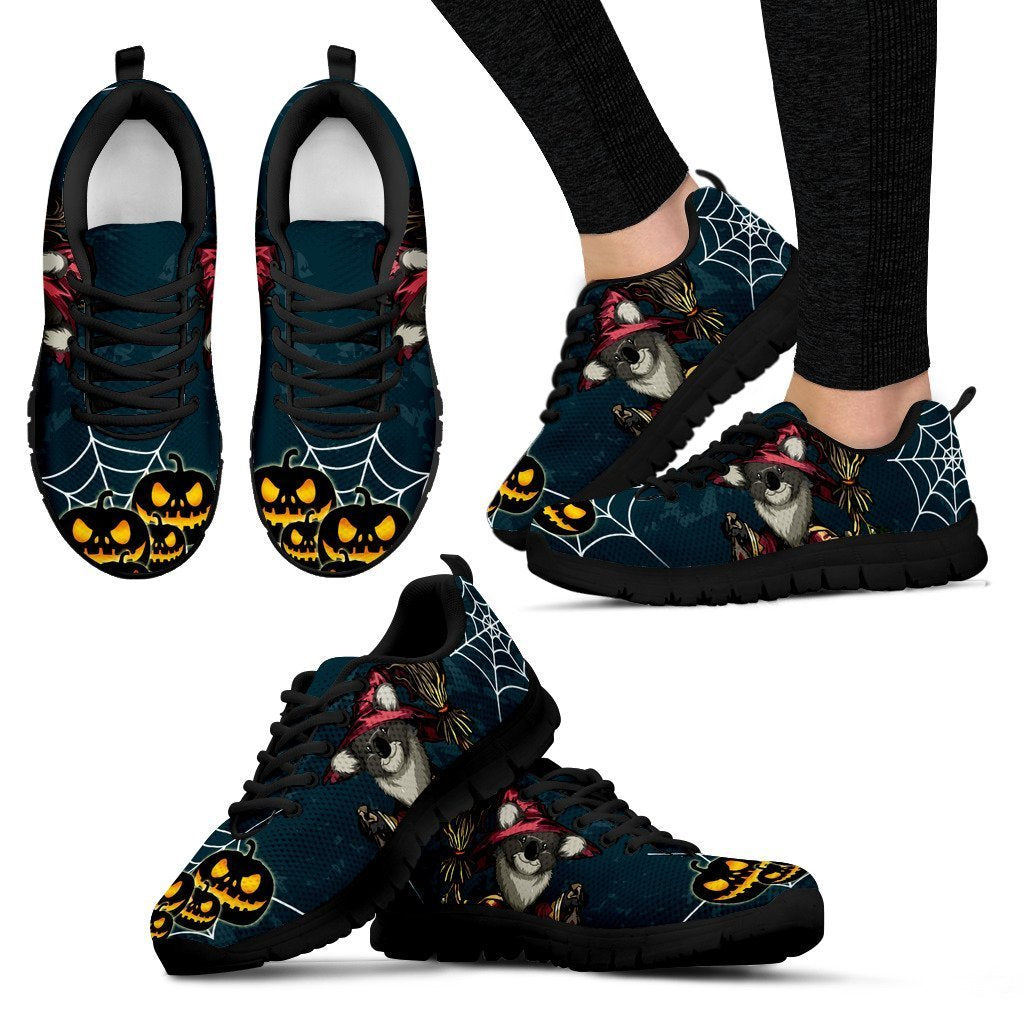 Australia shoes- Koala in halloween sneakers NN8-SNEAKERS-HP Arts-Women's Sneakers - Black - Australia shoes- Koala in halloween women's sneakers black NN8-US5 (EU35)-Vibe Cosy™