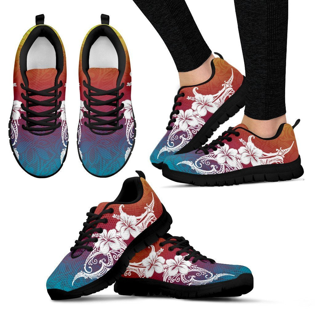 Hibiscus Polynesian Light Style Sneakers - AH-SNEAKERS-Alohawaii-Women's Sneakers-US5 (EU35)-Black-Vibe Cosy™