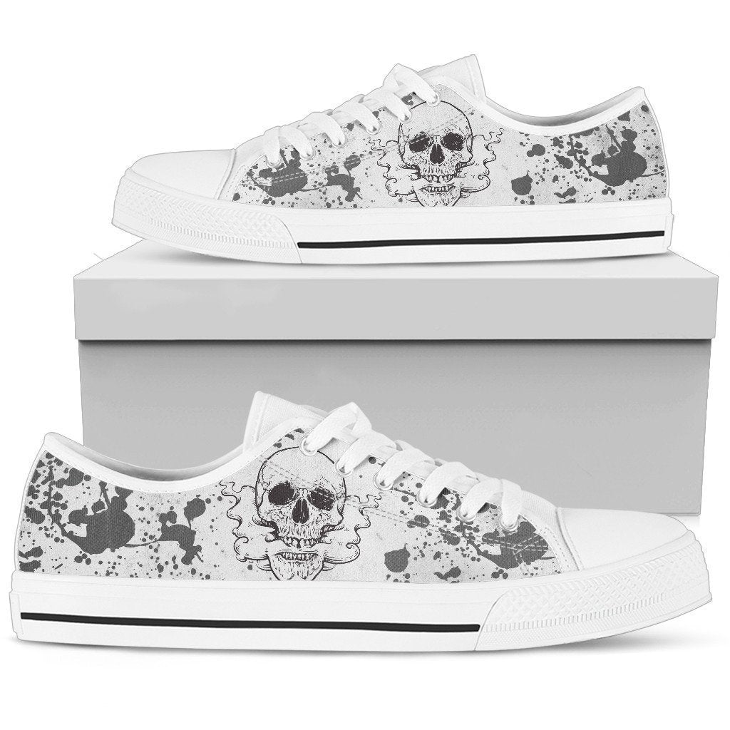 Skull Smoking-shoes-6teenth Outlet-Womens Low Top - White - Skull smoking-US5.5 (EU36)-Vibe Cosy™