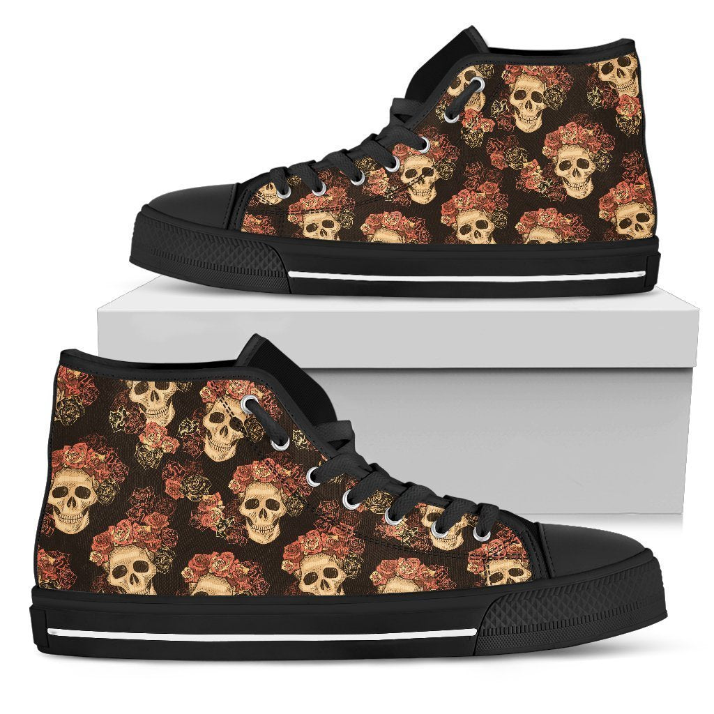 Gothic Skull & Roses Shoes - High Top-6teenth World™-Women's High Top Shoe-US5.5 (EU36)-Vibe Cosy™