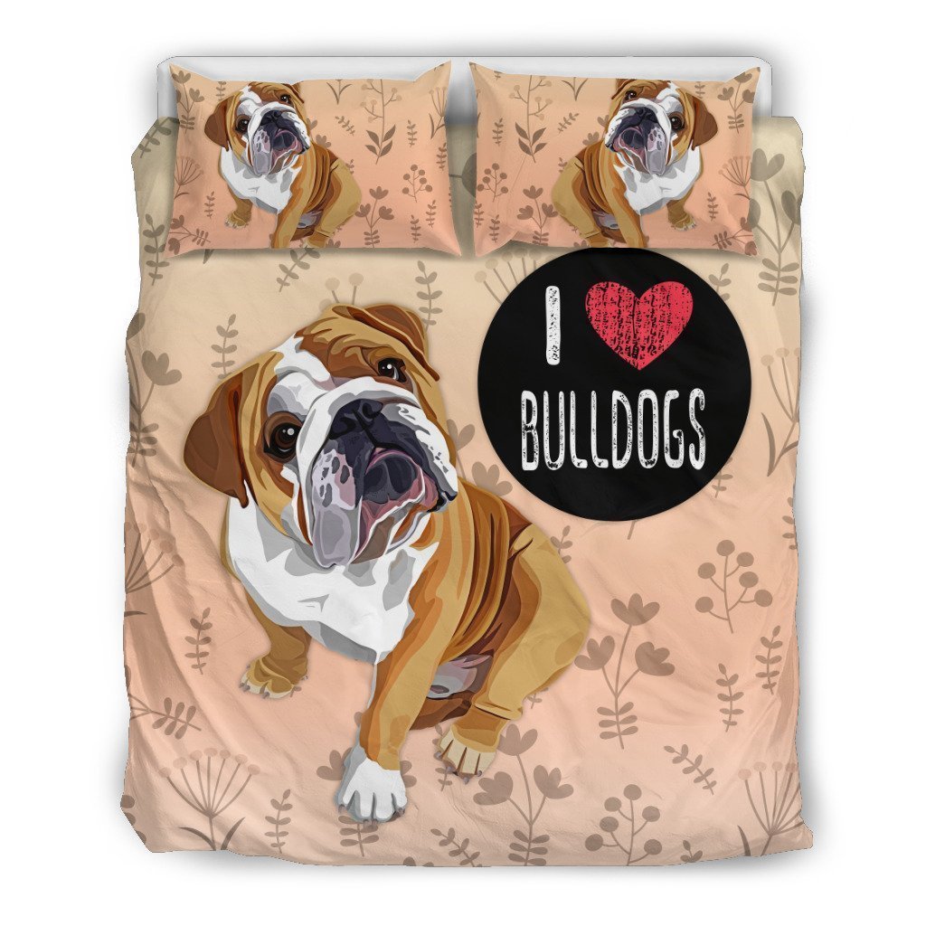 I Love Bulldogs Bedding Set for Bulldog Lovers-6teenth World™-Bedding Set-US Twin-Vibe Cosy™