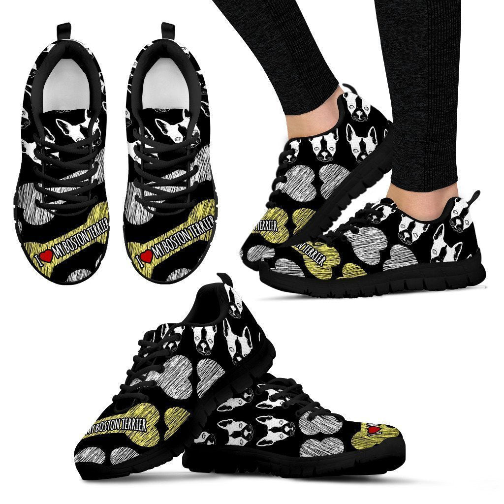 I Love My Boston Terrier Women's Sneakers-6teenth World™-Women's Sneakers-US5 (EU35)-Vibe Cosy™