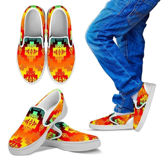 Seven Tribes Fire Kid's Slip Ons-6teenth World™-Kid's Slip Ons-11 CHILD (EU28)-Vibe Cosy™