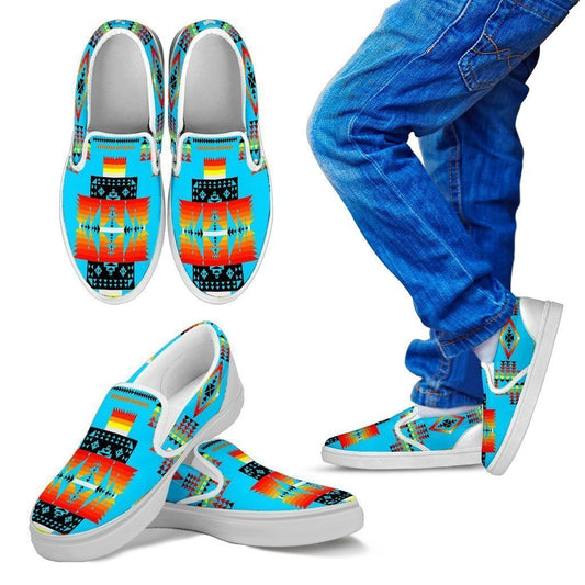 Seven Tribes Turquoise Sopo Kid's Slip Ons-6teenth World™-Kid's Slip Ons-11 CHILD (EU28)-Vibe Cosy™