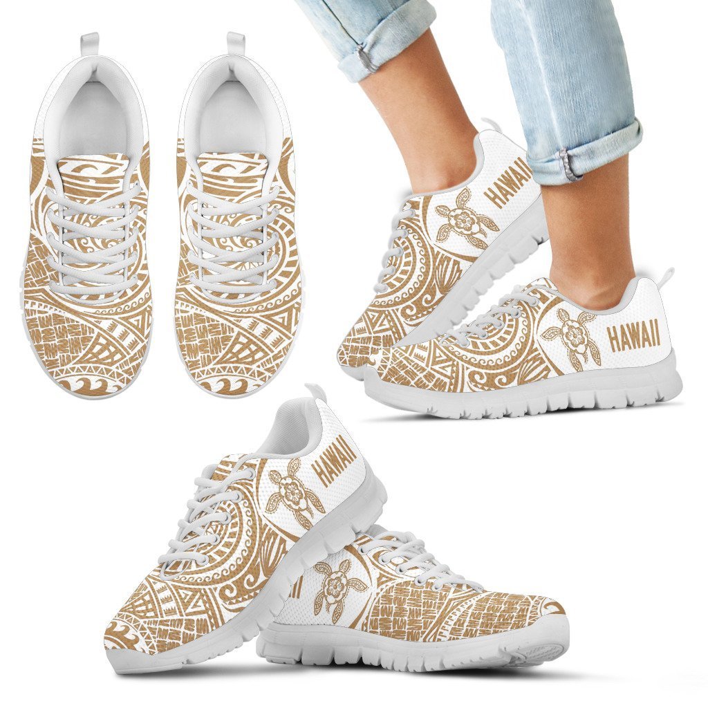 Hawaii Turtle Polynesian Sneakers - Circle Style - Golden 02 - AH J9-SNEAKERS-Alohawaii-Kid's Sneakers - White - 6-11 CHILD (EU28)-Black-Vibe Cosy™