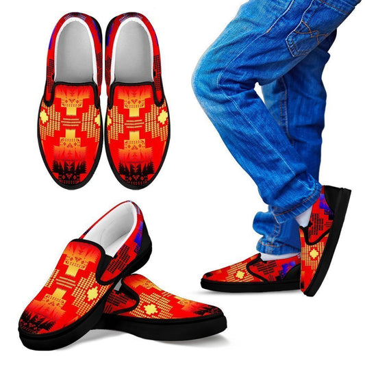 Seven Tribes Double Horizon Red Sopo Kid's Slip Ons-6teenth World™-Kid's Slip Ons-11 CHILD (EU28)-Vibe Cosy™