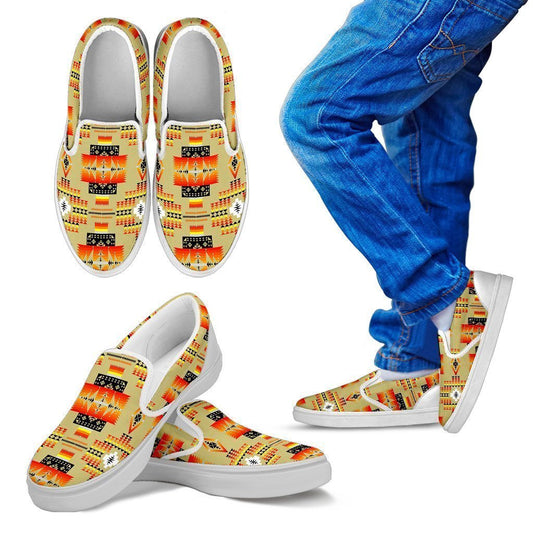 Seven Tribes Tan Kid's Slip Ons-6teenth World™-Kid's Slip Ons-11 CHILD (EU28)-Vibe Cosy™