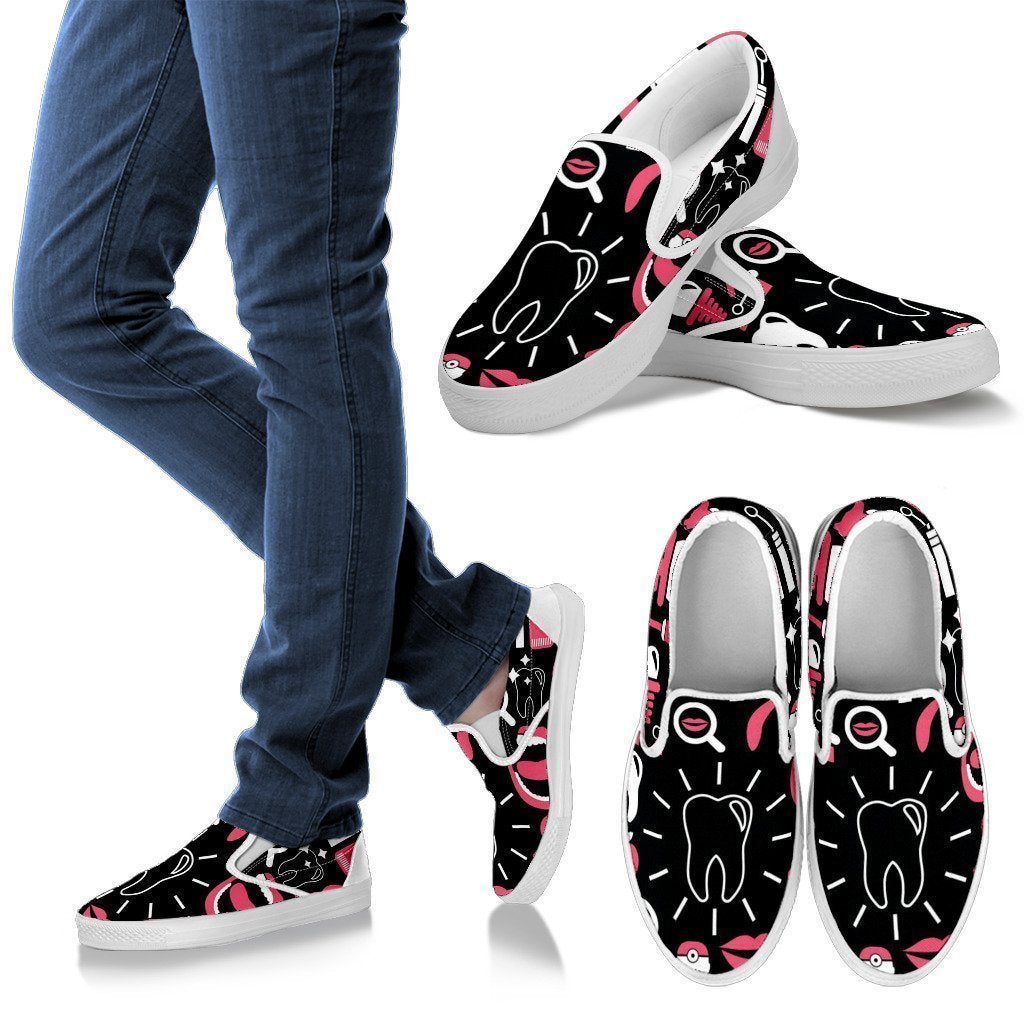 Dental Hygienist Style 3 Men's Slip Ons (White)-6teenth World™-Kid's Sneakers-US8 (EU40)-Vibe Cosy™